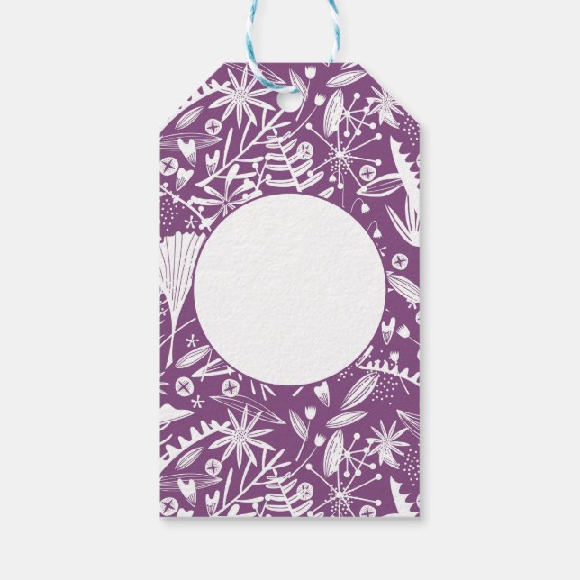 Étiquettes-cadeau Botanique moderne violet (Dos)