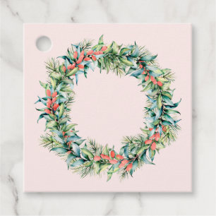 Étiquettes Cadeau Botanique rose Berry Wreath Christmas Gift Tags