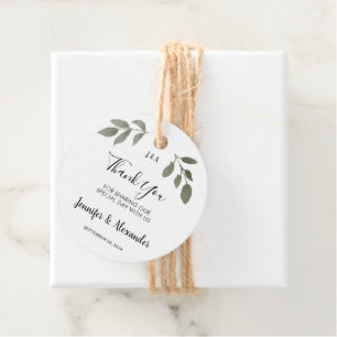 Étiquettes Cadeau Botanique rustique monogrammed Merci mariage