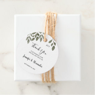 Étiquettes Cadeau Botanique rustique monogrammed Merci mariage