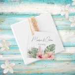 Étiquettes Cadeau Botaniques tropicales Aquarelle Cadeau Mariage  <br><div class="desc">Ces élégantes étiquettes cadeau de mariage / faveur présentent de magnifiques botaniques d'aquarelle,  dont des feuilles de palme et des hibiscus. La typographie est classique mais moderne. C'est le design parfait pour un mariage tropical ou de destination de plage. Reportez-vous à la collection pour la coordination des éléments.</div>