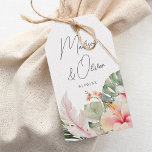 Étiquettes-cadeau Botaniques tropicales Aquarelle Mariage Favoriser<br><div class="desc">Ces élégantes étiquettes cadeau de mariage / faveur présentent de magnifiques botaniques d'aquarelle,  dont des feuilles de palme et des hibiscus. La typographie est classique mais moderne. C'est le design parfait pour un mariage tropical ou de destination de plage. Reportez-vous à la collection pour la coordination des éléments.</div>