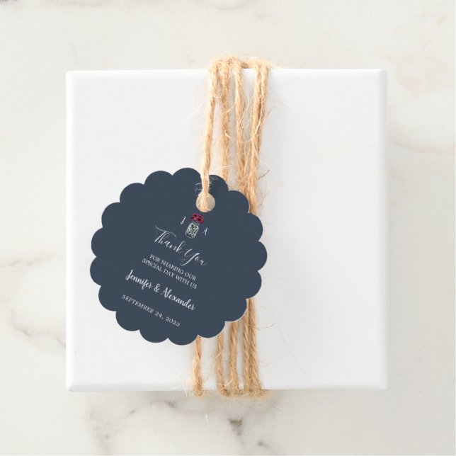 Étiquettes Cadeau Botte de mason rustique monogramme marine bleu mar (En situation)