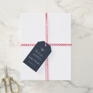 Étiquettes-cadeau Botte de mason rustique monogramme marine bleu mar