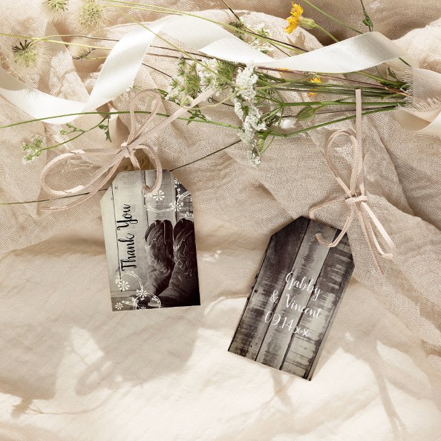 Étiquettes-cadeau Botte rustique Cowboy Floral Mariage occidental (Créateur téléchargé)