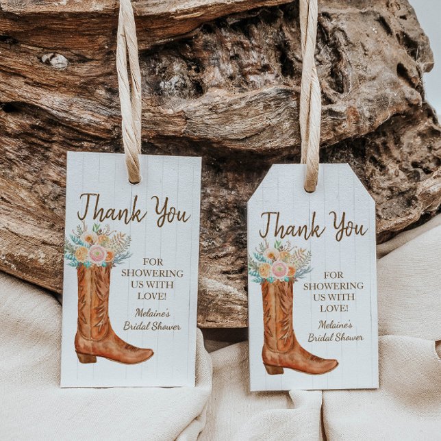 Étiquettes-cadeau Bottes de campagne rustiques Cérémonie de mariage  (Créateur téléchargé)