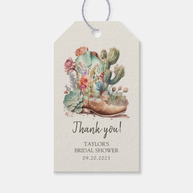 Étiquettes-cadeau Bottes et bulles Fête de mariage western (Devant)