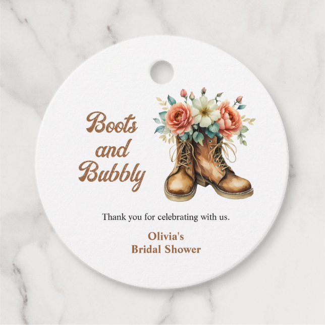Étiquettes Cadeau Bottes rustiques et douche de mariage Western Bubb (Devant)