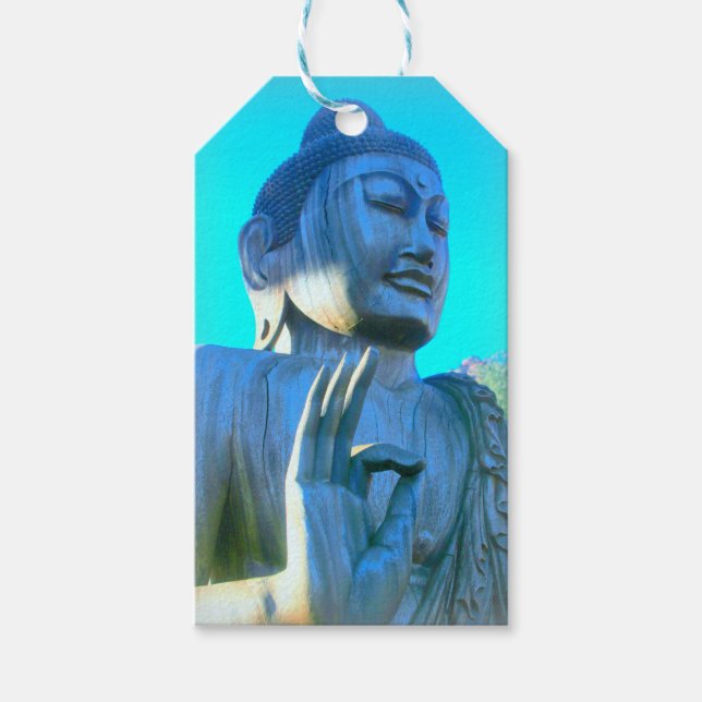 Étiquettes-cadeau bouddha bleu (Devant)