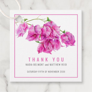 Étiquettes Cadeau Bougainvillea papier fleur rose mariage merci
