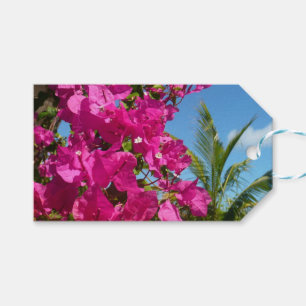 Étiquettes-cadeau Bougainvilliers et palmiers paysage tropical