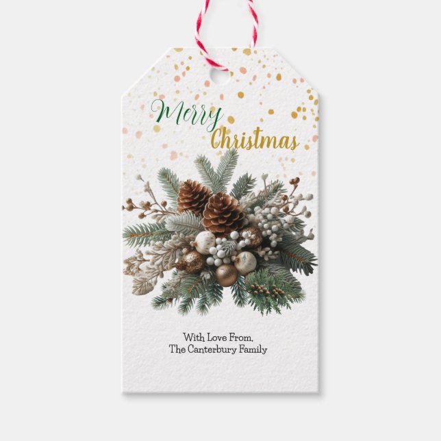 Étiquettes-cadeau Boughs de Fêtes Naturels Rustiques Noël  (Devant)