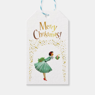 Étiquettes-cadeau Bougie de Noël Vintage Joyeux Noël