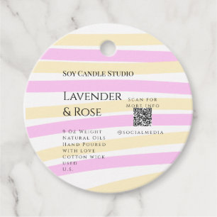 Étiquettes Cadeau Bougie de soja rose Lavender entreprise ajouter q
