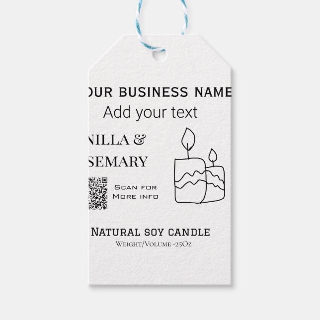 Étiquettes-cadeau Bougie de soy entreprise ajouter q r code nom d'en (Devant)