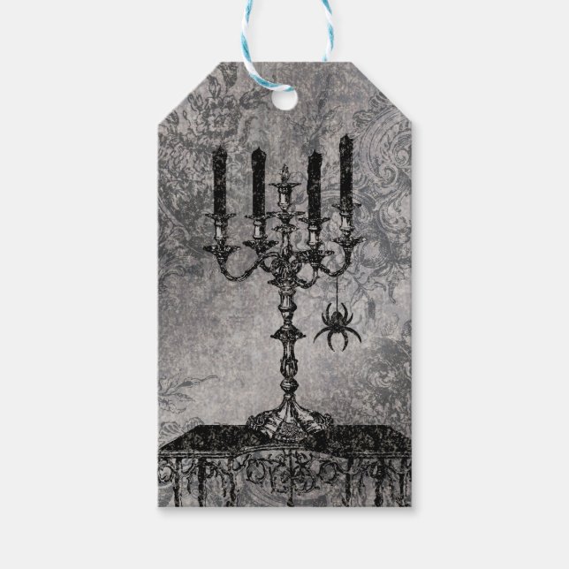 Étiquettes-cadeau Bougie gothique avec araignée, Halloween (Devant)