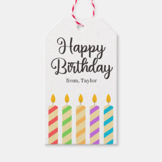 Étiquettes-cadeau Bougies colorées mignonnes brillantes d'anniversai