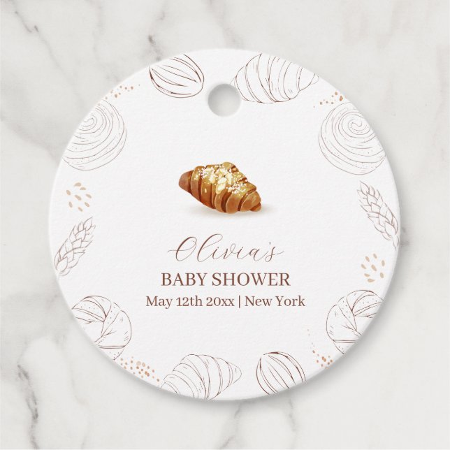 Étiquettes Cadeau Boulangerie Pâtisserie Bun Dans Le Baby shower Du  (Devant)