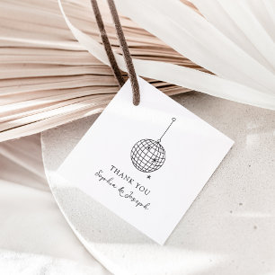 Étiquettes Cadeau Boule de disco noir et blanc minimaliste