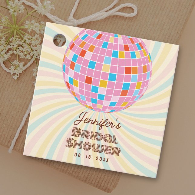 Étiquettes Cadeau Boule de Disco Rose Groovy Remerciement de Mariage (Créateur téléchargé)