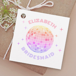 Étiquettes Cadeau Boule de disco rose rétro pour enterrement de vie 