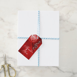 Étiquettes-cadeau Boule de Disco Rouge et Talons 17e Anniversaire