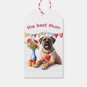 Étiquettes-cadeau Bouledogue anglais Mastiff meilleure maman fête de