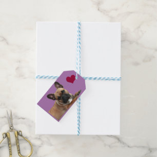 Étiquettes-cadeau Bouledogue français avec cœur French Bulldog