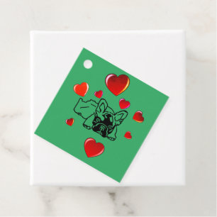 Étiquettes Cadeau Bouledogue français avec pendentif cadeau coeur