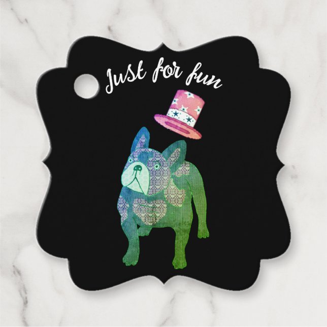 Étiquettes Cadeau Bouledogue français cylindre Nouvel An (Devant)