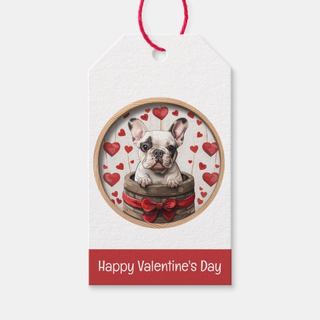 Étiquettes-cadeau Bouledogue français pour la Saint-Valentin (Devant)