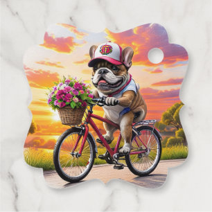 Étiquettes Cadeau Bouledogue français vélo French Bulldog