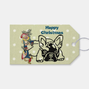 Étiquettes-cadeau Bouledogues français Noël French Bulldog