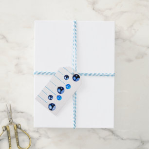 Étiquettes-cadeau Boules de décoration de Noël bleu photo avec tex