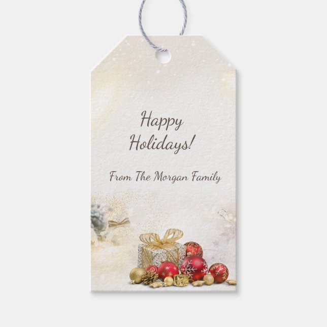 Étiquettes-cadeau Boules de Noël élégantes,Cadeau (Devant)