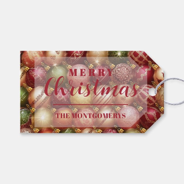 Étiquettes-cadeau Boules de Noël Élégantes Décorations Fêtes (Devant (Horizontal))