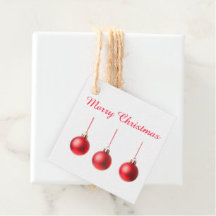 Étiquettes Cadeau Boules de Noël rouge photo de décoration avec text