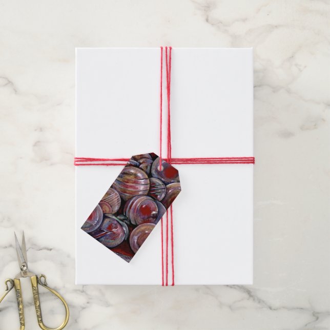 Étiquettes-cadeau Boules de Noël rouges (Avec de la ficelle)