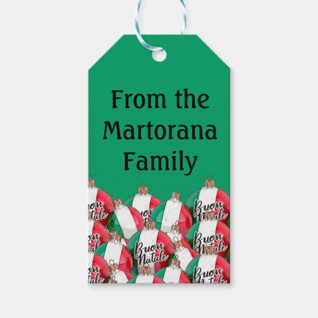 Étiquettes-cadeau Bouon Natale Drapeau Italien Ornements (Devant)