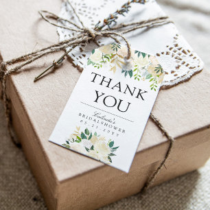 Étiquettes-cadeau Bouquet Blanc Réception de Mariage Merci