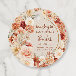 Étiquettes Cadeau Bouquet coloré en terre cuite aux nuances rose-sau