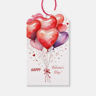 Étiquettes-cadeau Bouquet de ballon Coeurs rouge et rose