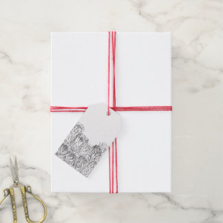 Étiquettes-cadeau Bouquet de croquis de protea noir et blanc