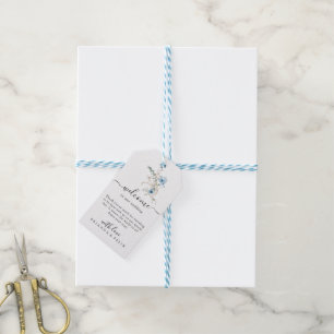 Étiquettes-cadeau bouquet de fleurs aquarelle bleu poussiéreux rusti