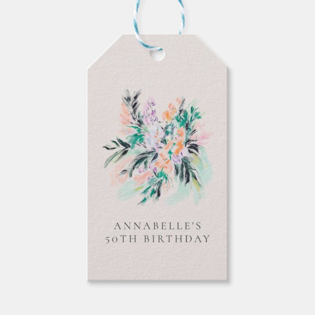 Étiquettes-cadeau Bouquet de fleurs élégantes moderne Anniversaire (Devant)