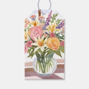 Étiquettes-cadeau Bouquet de fleurs printanières   Carte florale jol