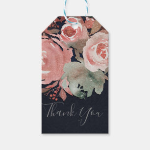 Étiquettes-cadeau Bouquet de fleurs rose pêche corail doux et audaci