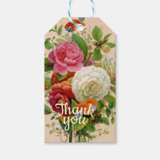 Étiquettes-cadeau Bouquet de fleurs vintage Merci