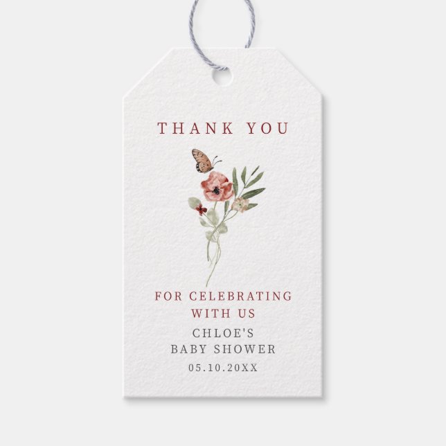Étiquettes-cadeau Bouquet de papillon floral délicieuse automne (Devant)