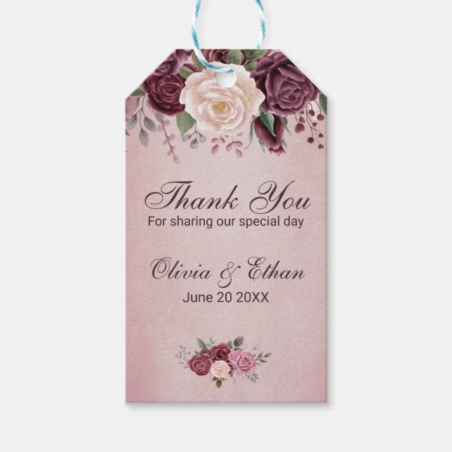 Étiquettes-cadeau Bouquet de Rose Dusty vintage (Devant)